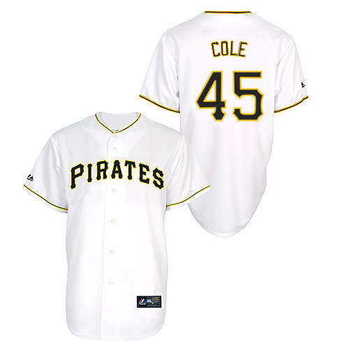 Gerrit Cole #45 Youth Baseball Jersey-Pittsburgh Pirates Authentic Home White Cool Base MLB Jersey